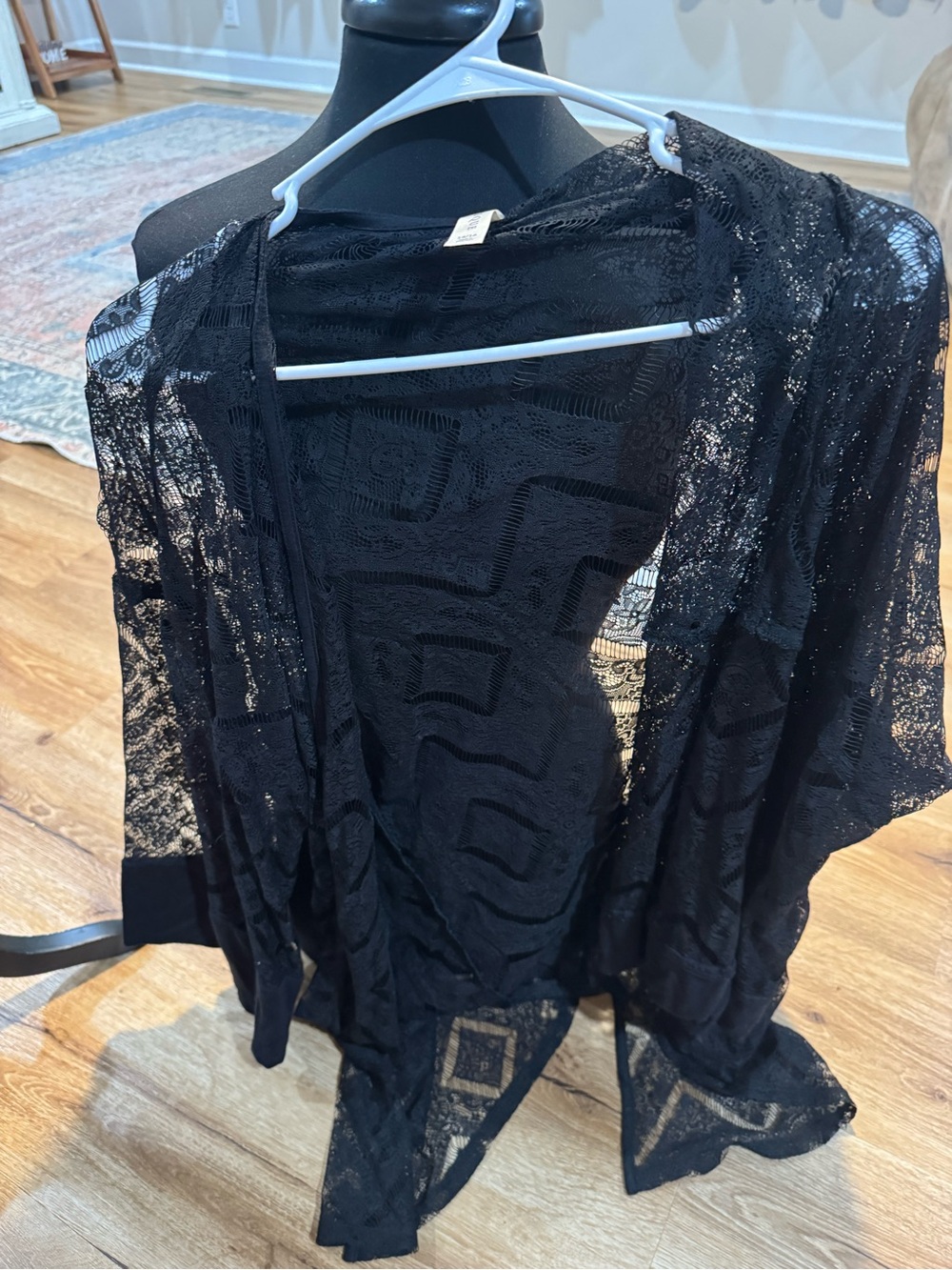 Black Lace Open-Front Women's Jacket